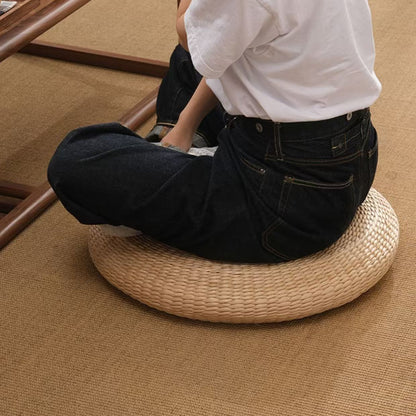 Handcrafted Natural Fiber Pouf Acalora