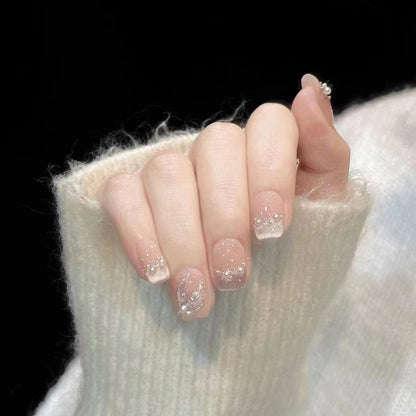 Floral Art Press-On Nail Set with Pearls Acalora