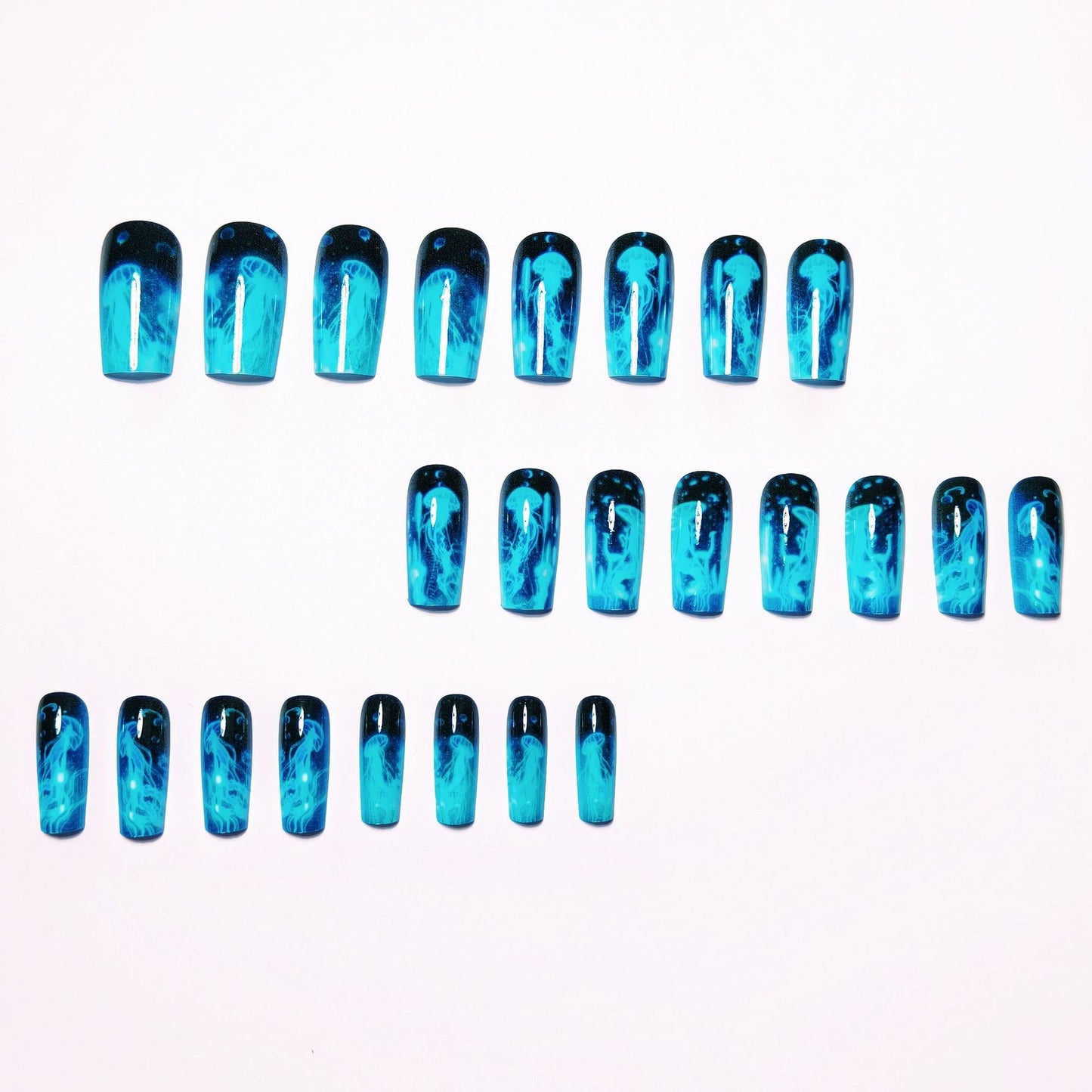 Artistic Glow-in-the-Dark Jellyfish Nail Art Acalora