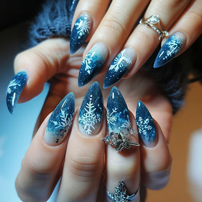 Snowflake Pattern Stiletto Nail Art Acalora