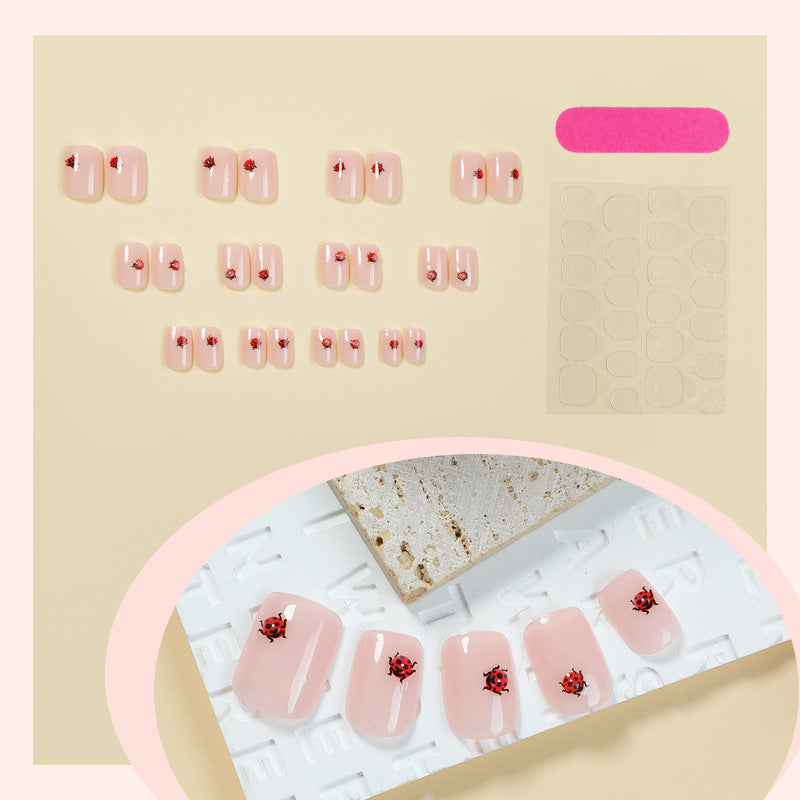 Artistic Ladybug Design Press-On Nail Set Acalora