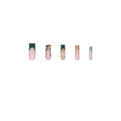 Artistic Press-On Nail Art with Gemstone and Butterfly Accents Acalora