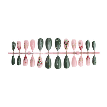 Holiday-Themed Press-On Nail Art Set with Decorative Christmas Elements Acalora