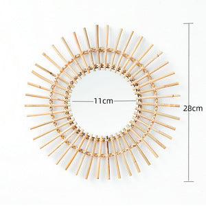 More Elegant Round Wall Mirror Made of Natural Rattan Acalora