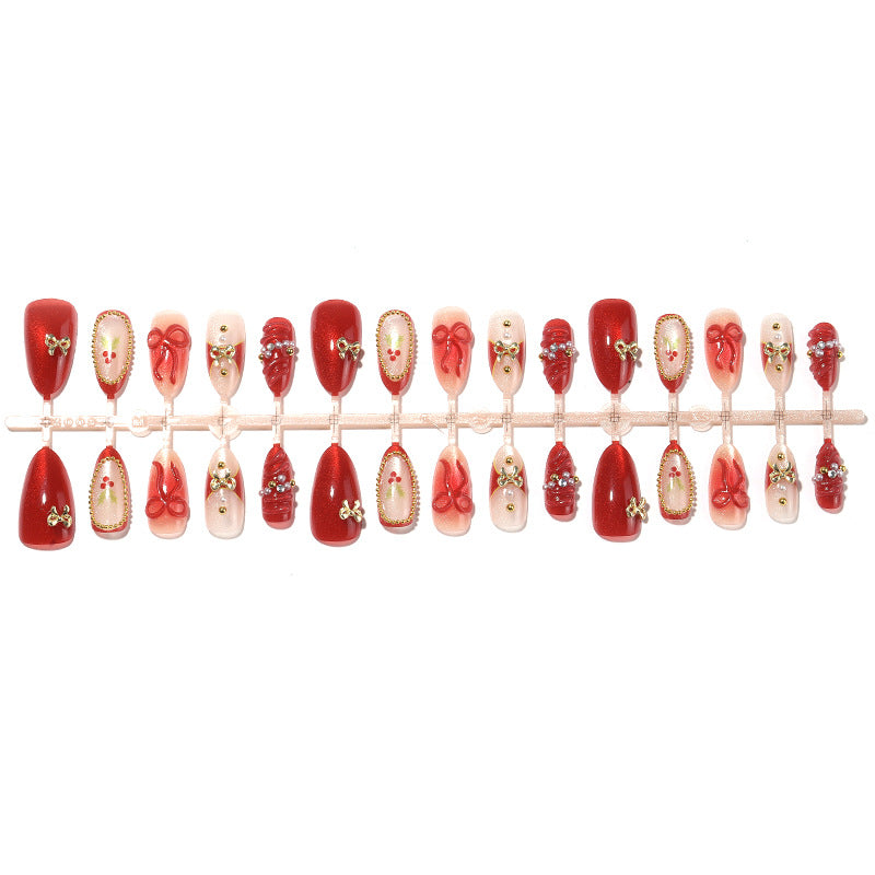 Decorative Press-On Nail Set with Holiday Designs Acalora