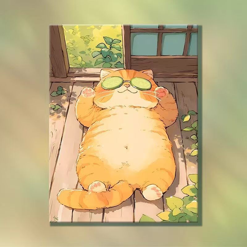 Playful Cartoon Cat Illustration Wall Art