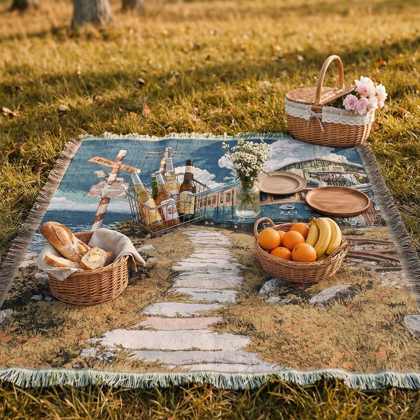Artistic Landscape Throw Blanket
