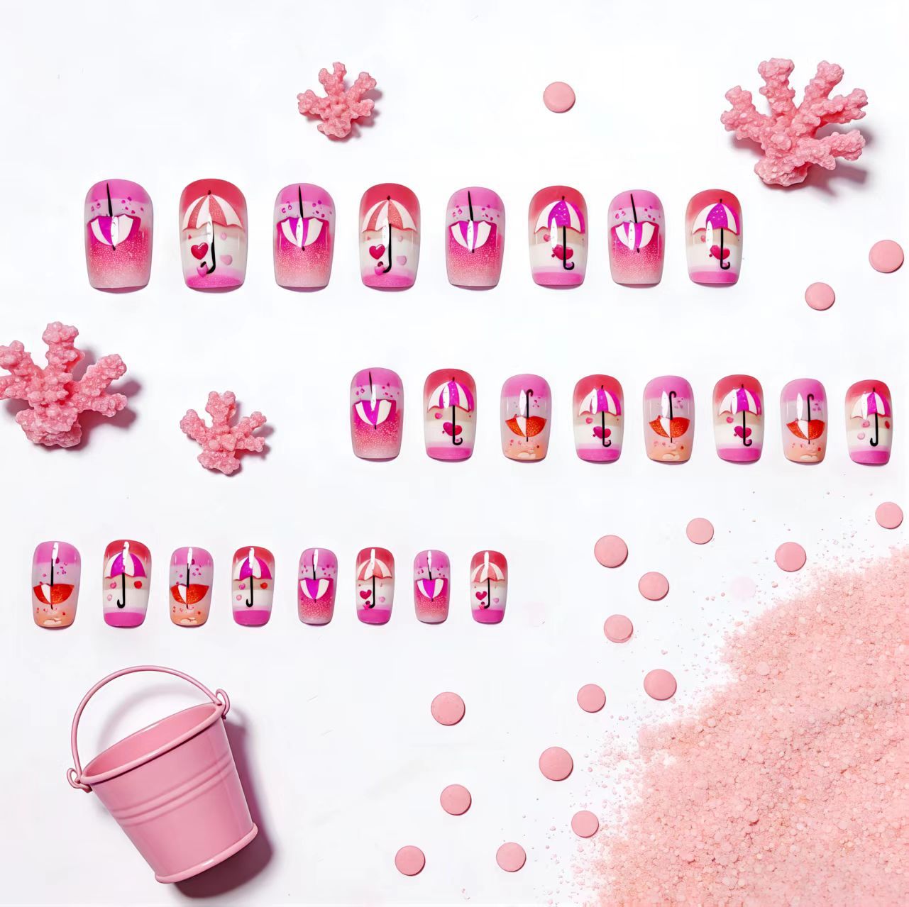 Artistic Umbrella-Themed Nail Art Acalora