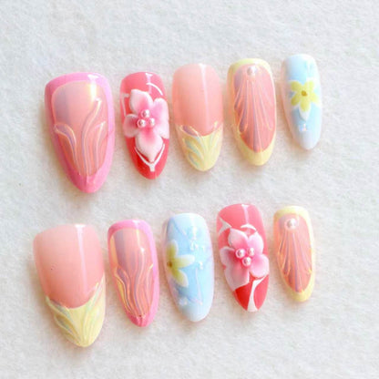 Artistic Floral Press-On Nail Set Acalora 1788497796