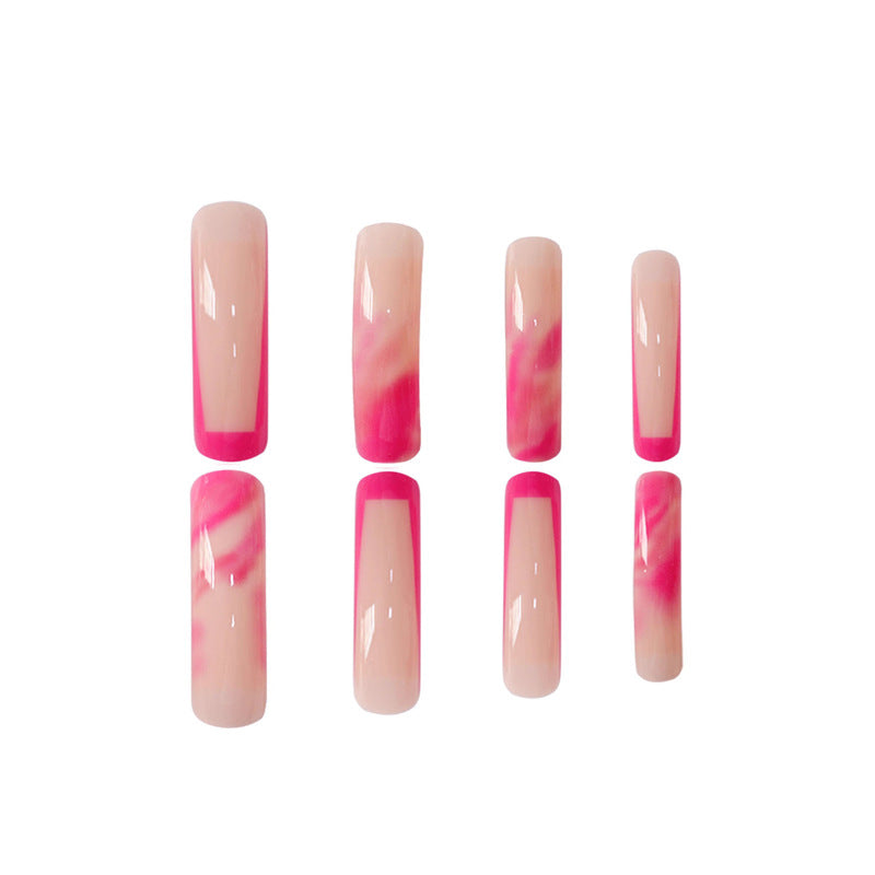 Trendy Long Marble Effect Press-On Nails Acalora