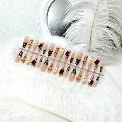 Artificial nails with playful animal designs and glitter effects Acalora