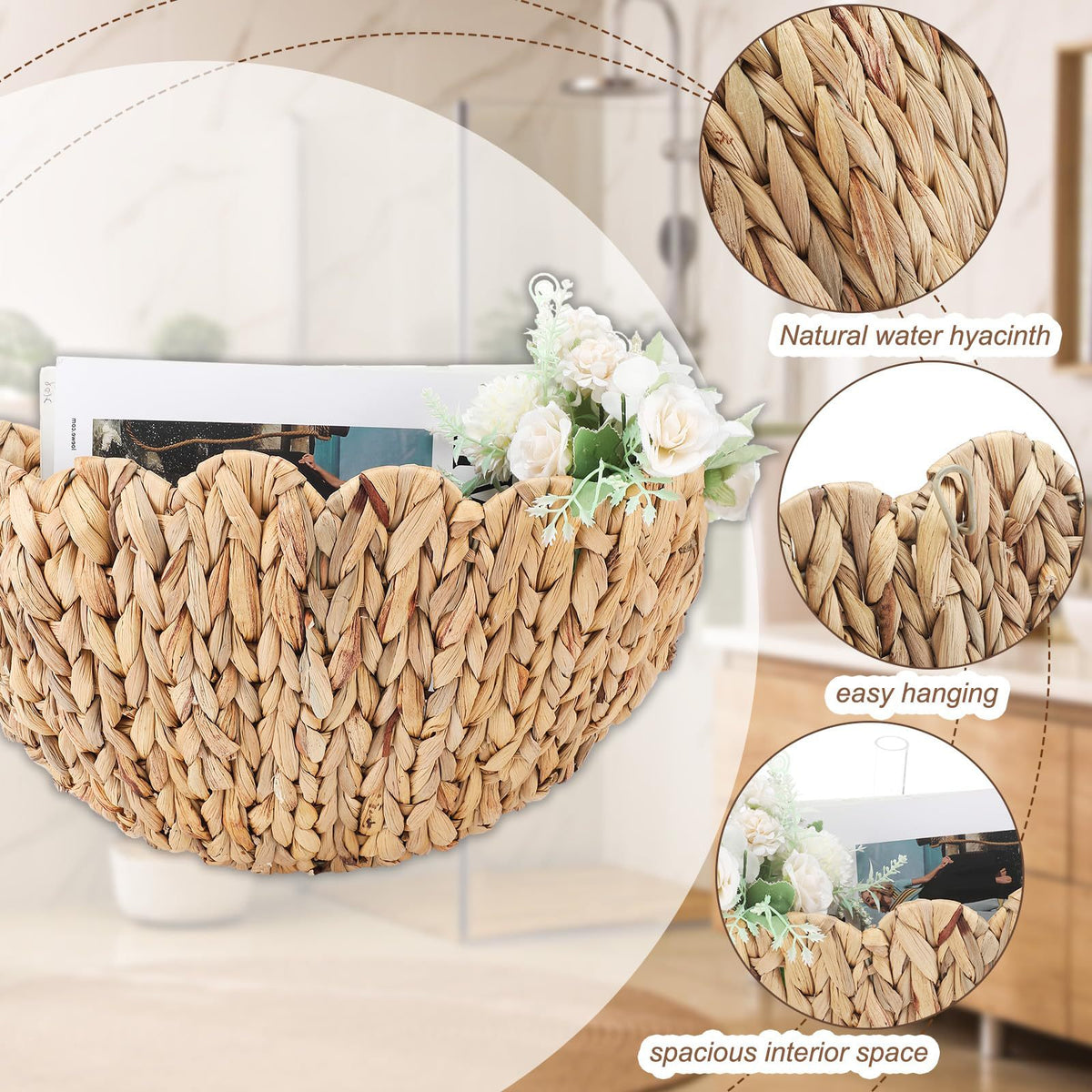Handwoven decorative basket with wave pattern Acalora