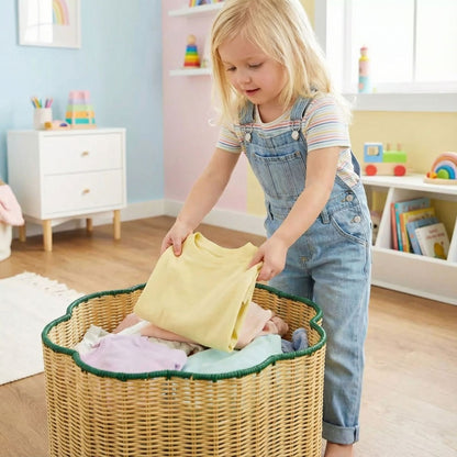 Decorative Scalloped Woven Storage Basket Acalora