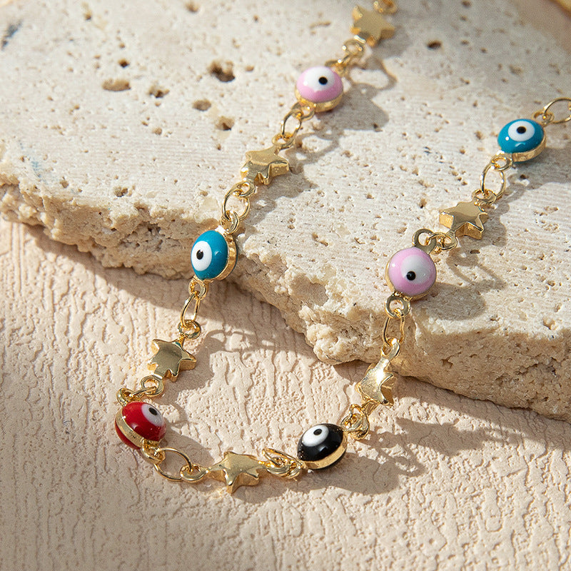 Colorful Beaded Charm Anklet Acalora