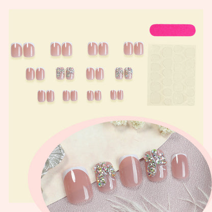 Decorative Press-On Nail Set with Butterfly and Gem Accents Acalora