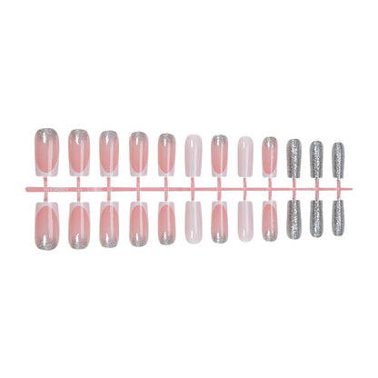 Elegant Press-On Nail Set with Glittering Tips Acalora