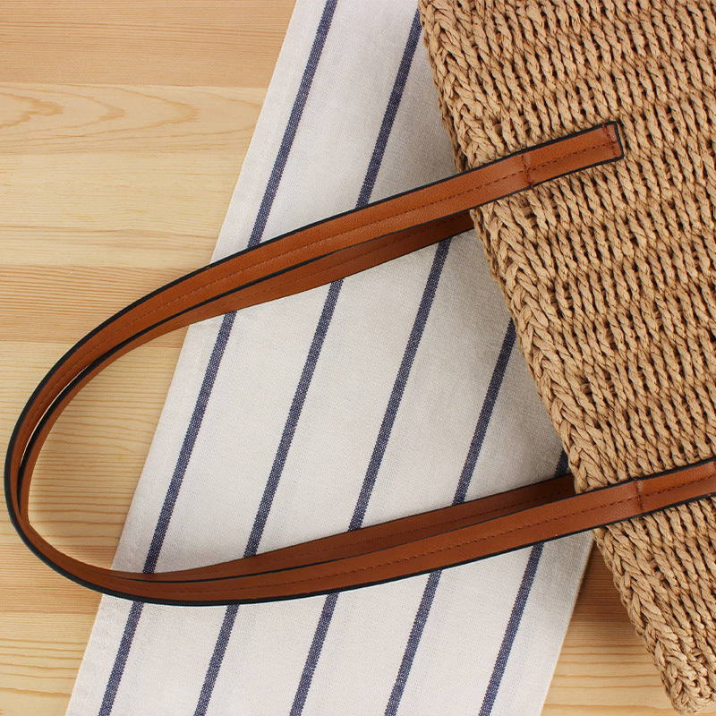 Durable straw tote bag with sturdy leather handles Bowlift