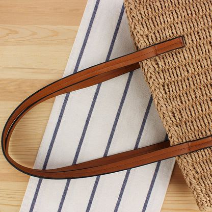Durable straw tote bag with sturdy leather handles Bowlift