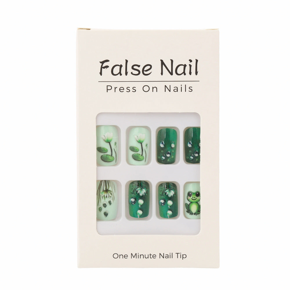 Creative art nails with frogs and plant details Acalora