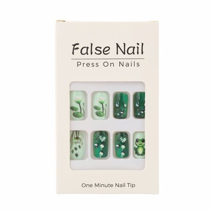 Creative art nails with frogs and plant details Acalora
