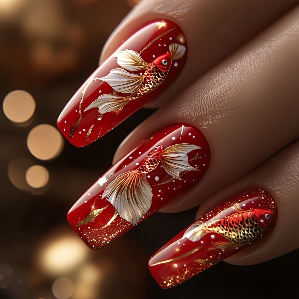 Artificial nail tips with floral accents Acalora