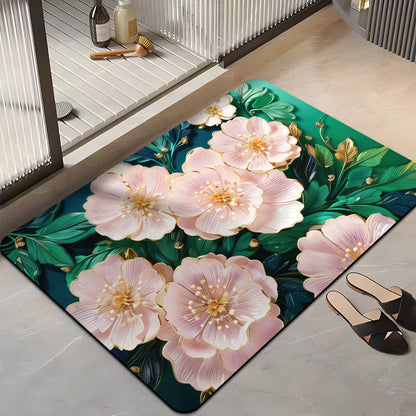 Floral-Themed Plush Bath Mat