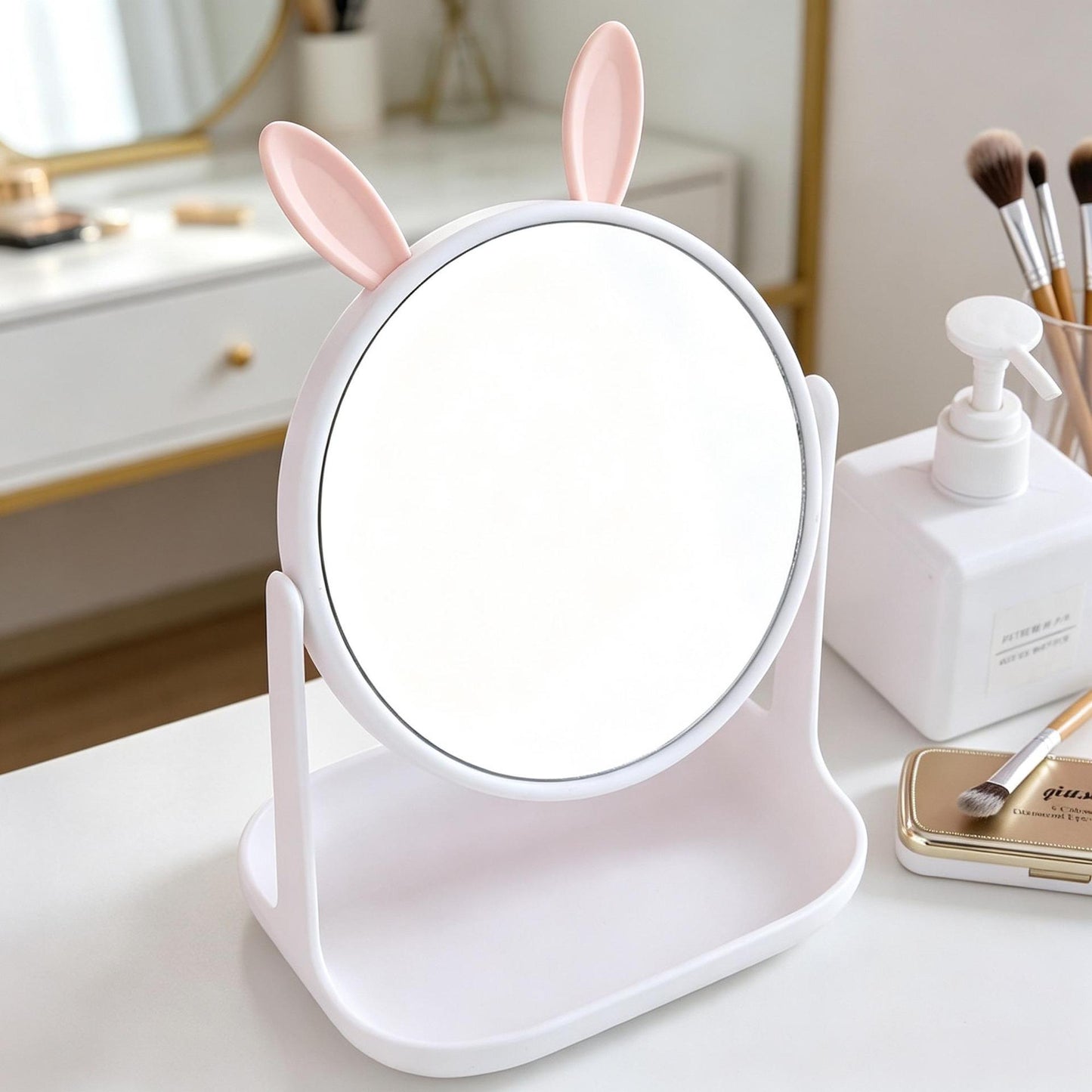 Cute Bunny-Themed Desktop Mirror