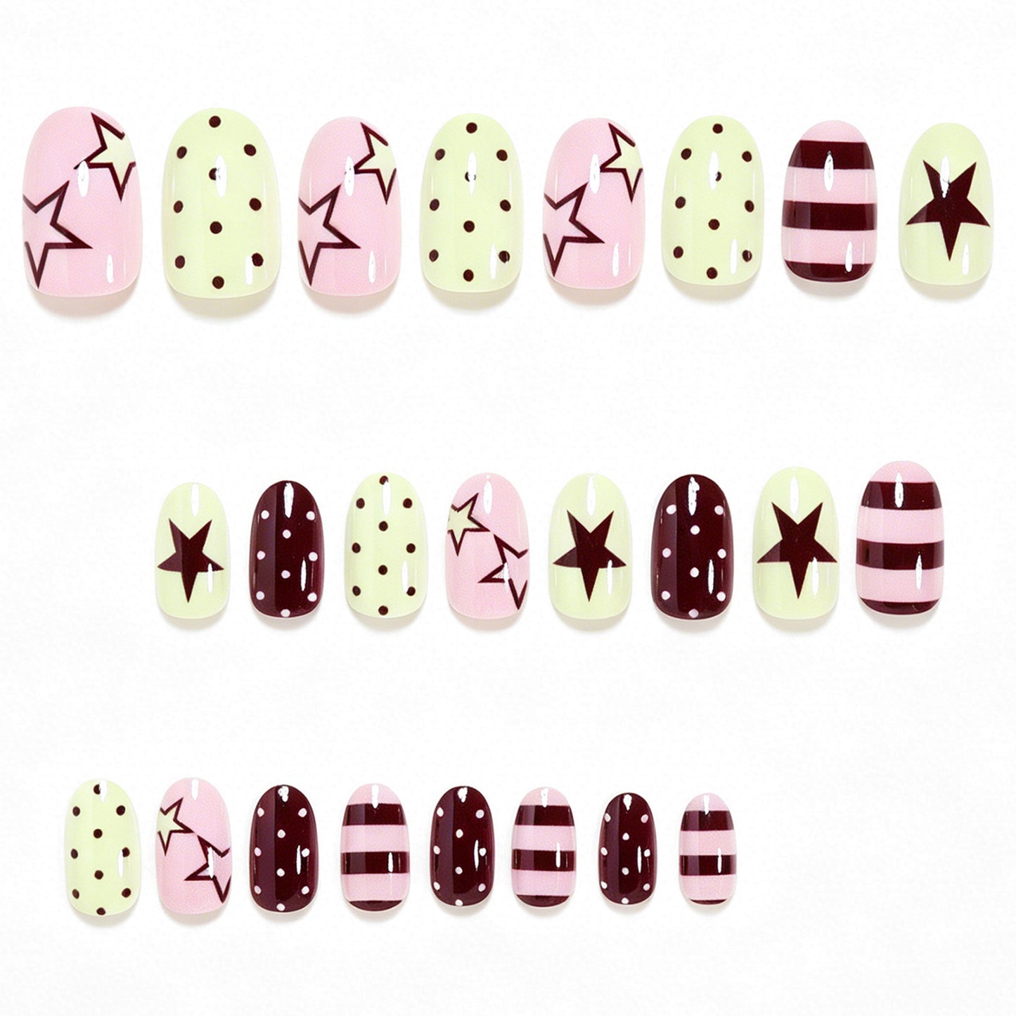 Artistic Star Pattern Press-On Nail Set Acalora