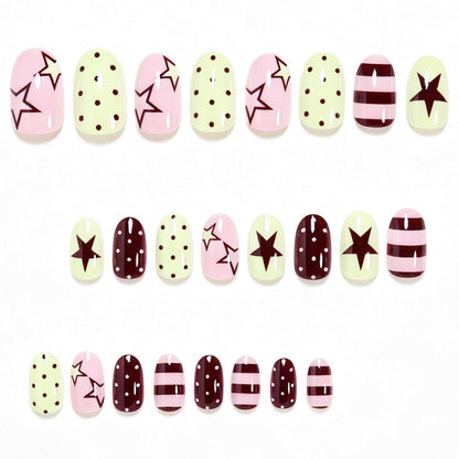 Artistic Star Pattern Press-On Nail Set Acalora
