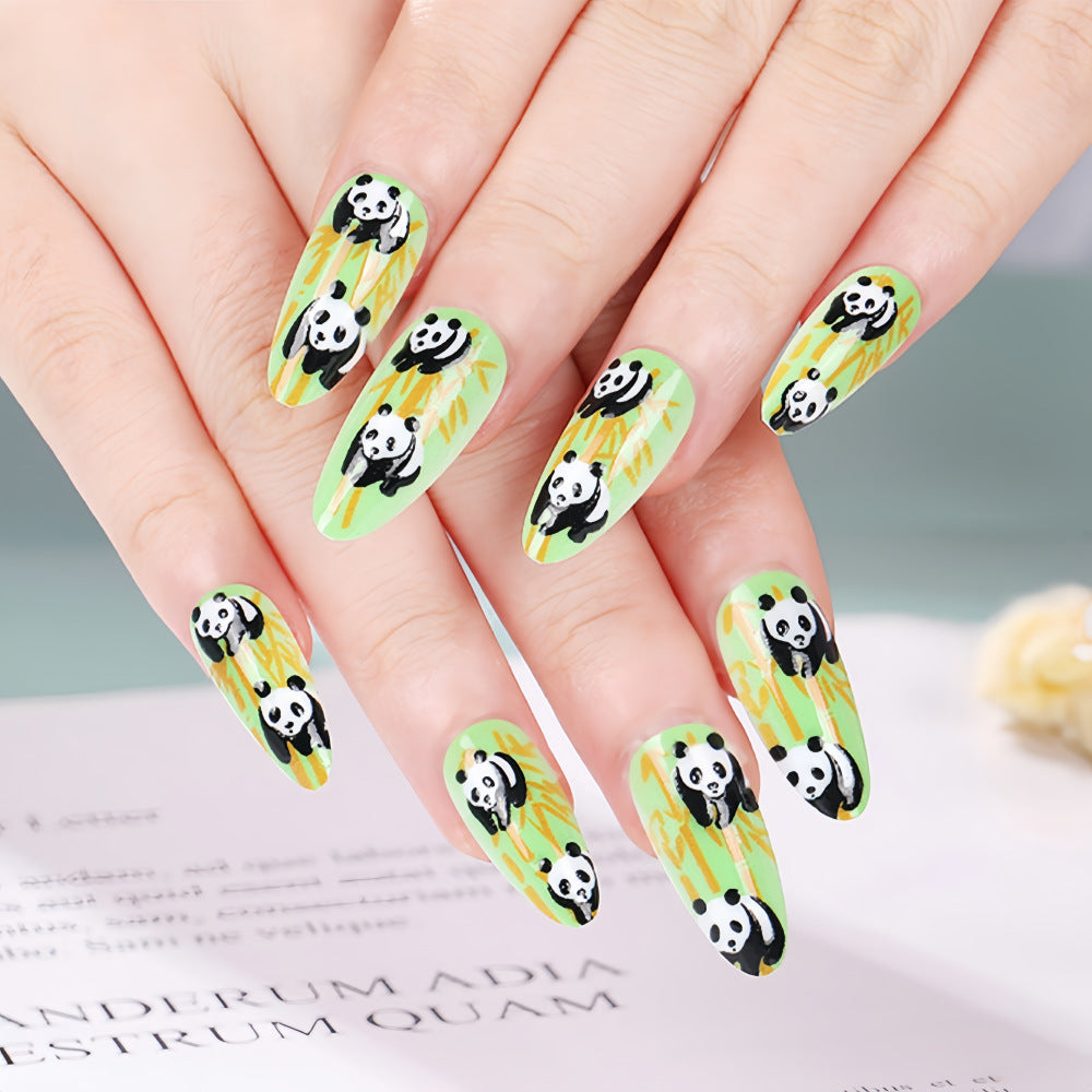 Nail art with cute panda design Acalora