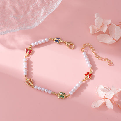 Pearl and Colorful Evil Eye Bracelet Acalora
