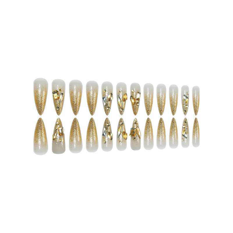 Glamorous Stiletto Press-On Nails with Glitter Accents Acalora