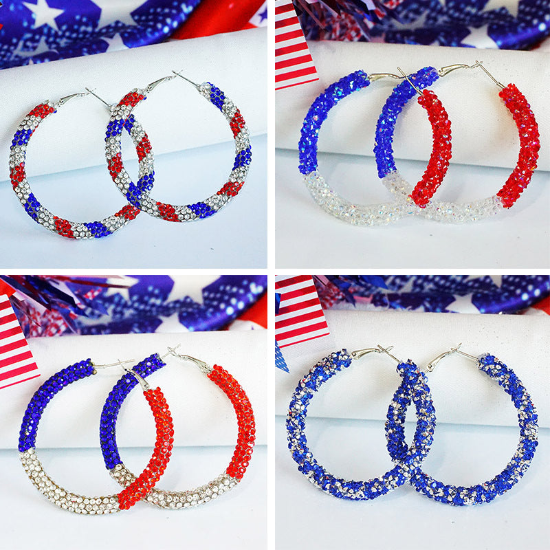 Women's large hoop earrings with rhinestone embellishment and rhodium-plated setting Bowlift