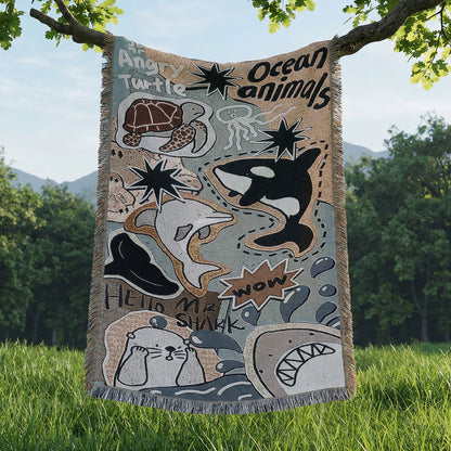 Fun Ocean-Themed Throw Blanket