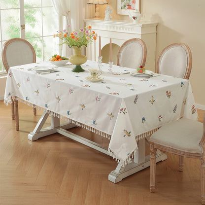 Embroidered Floral Tablecloth