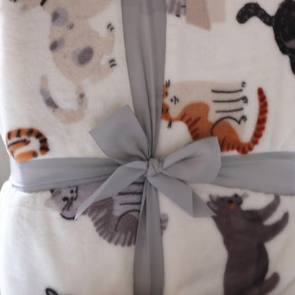 Playful Animal-Themed Plush Throw Blanket