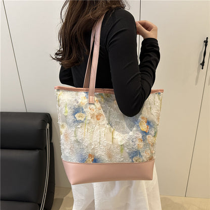 Artistic Floral Embroidered Tote Bag Acalora