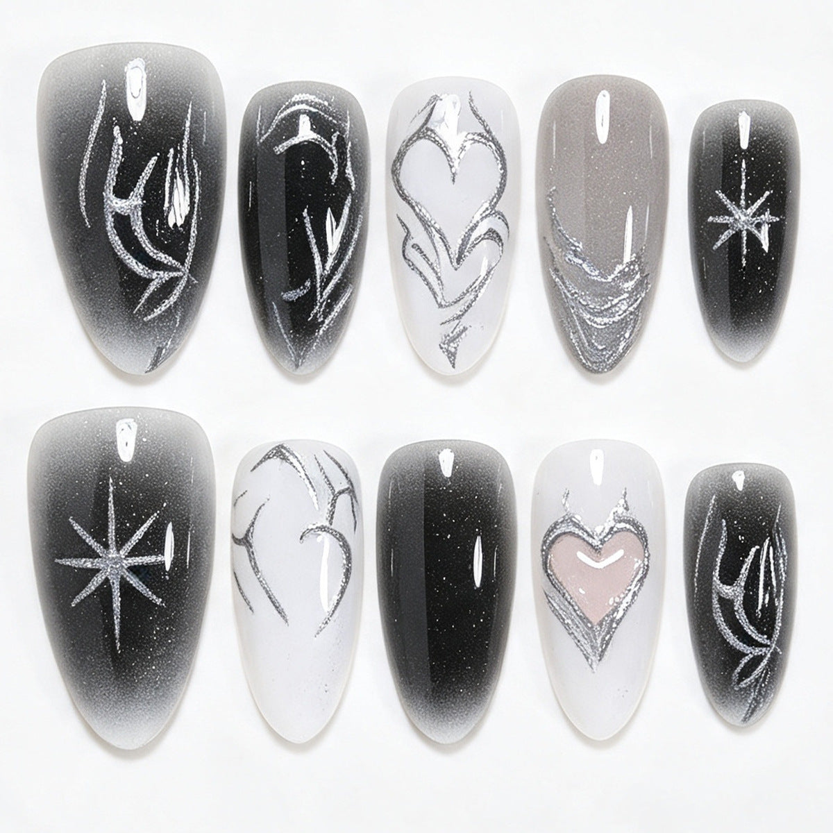 Artistic Long Stiletto Nail Art Tips Acalora