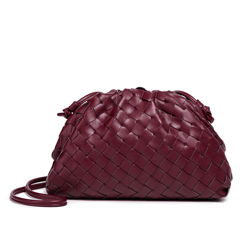 Elegant Woven Leather Bucket Bag Acalora