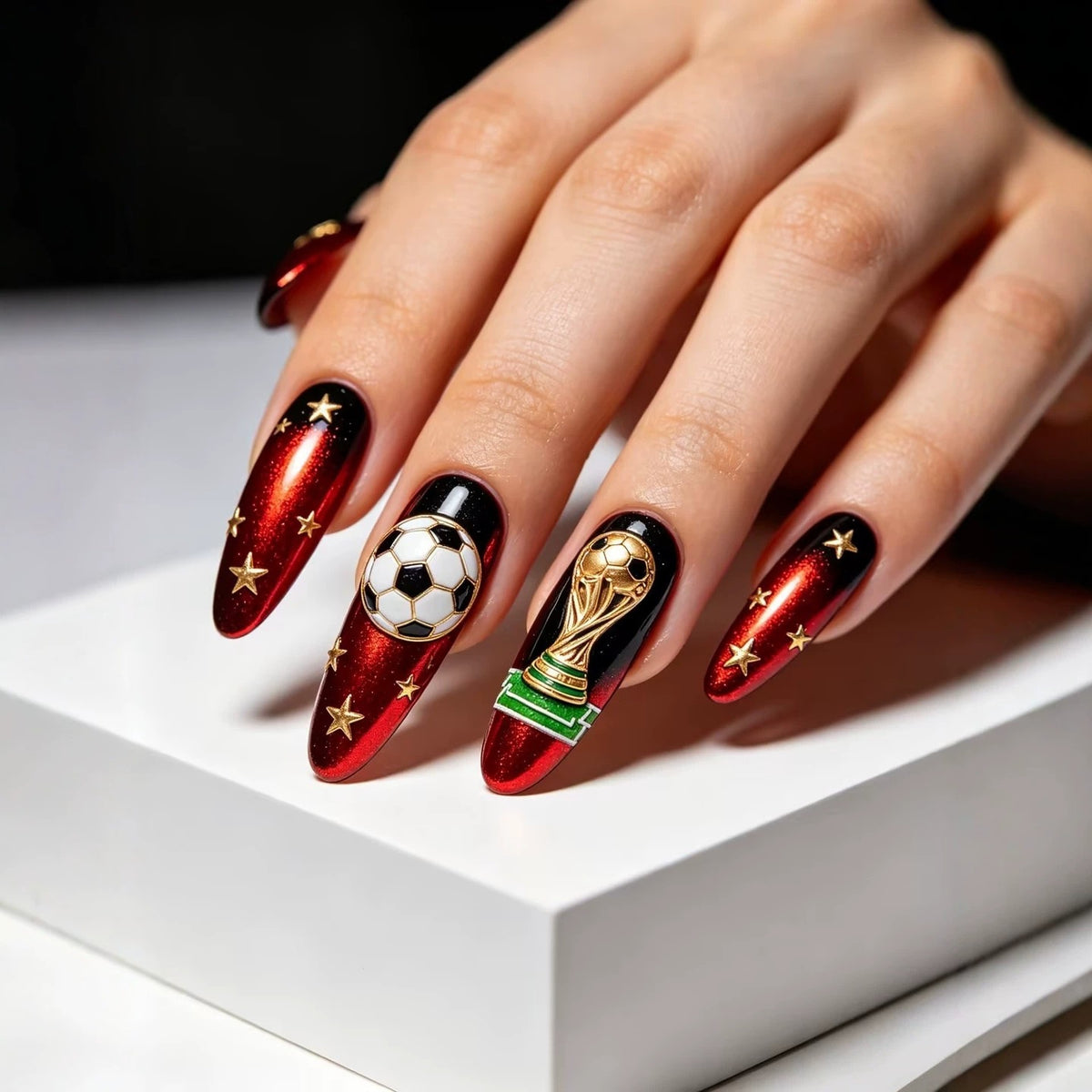 Artifical nails in football World Cup design Acalora