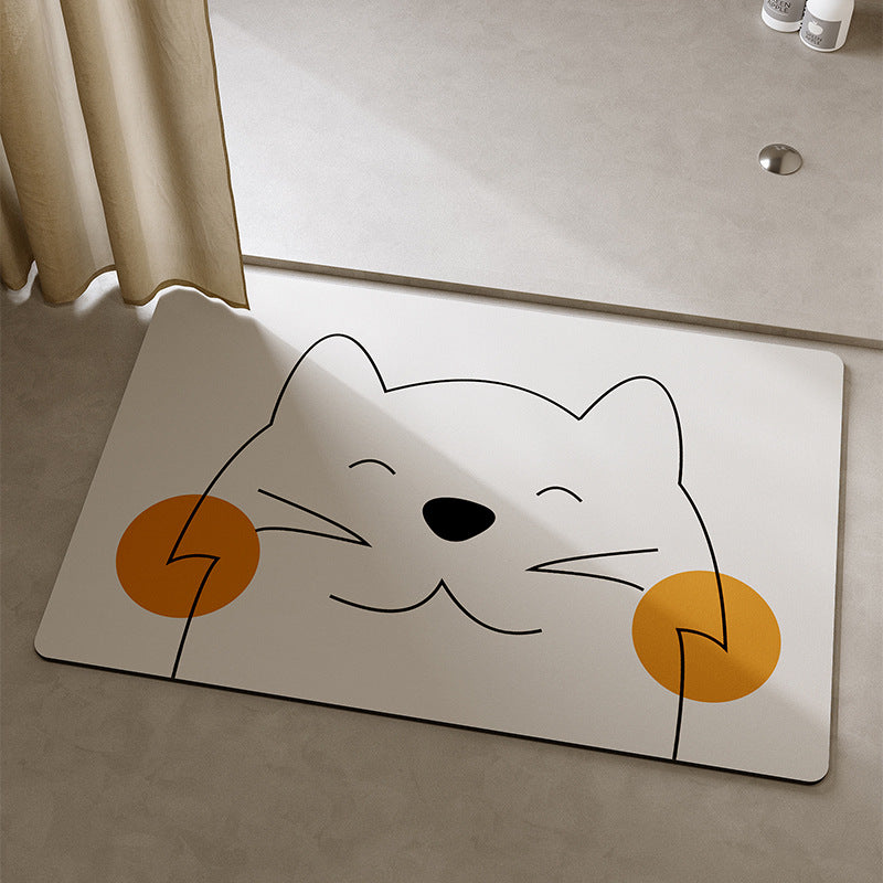 Playful Cat-Themed Bath Mat