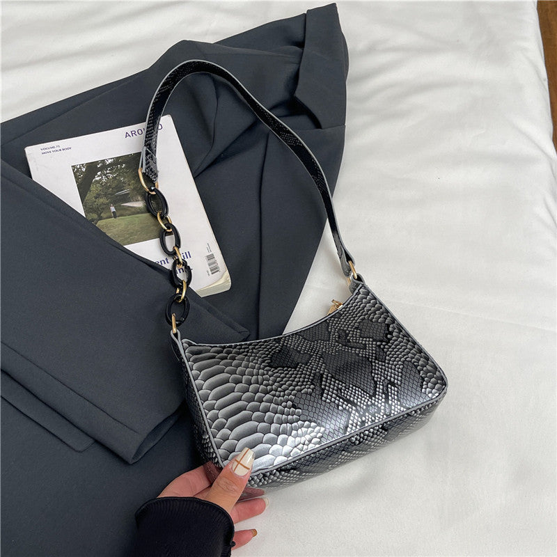 Stylish Textured Snakeskin Effect Handbag Acalora