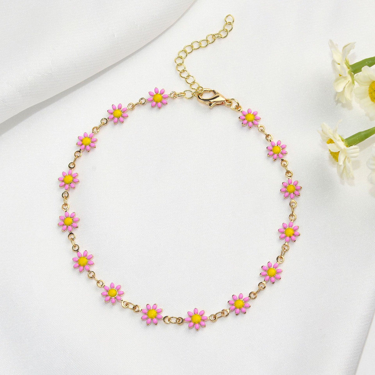 Colorful Floral Chain Bracelet Acalora
