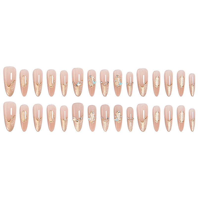 Art nail set with elegant gold glitter design Acalora