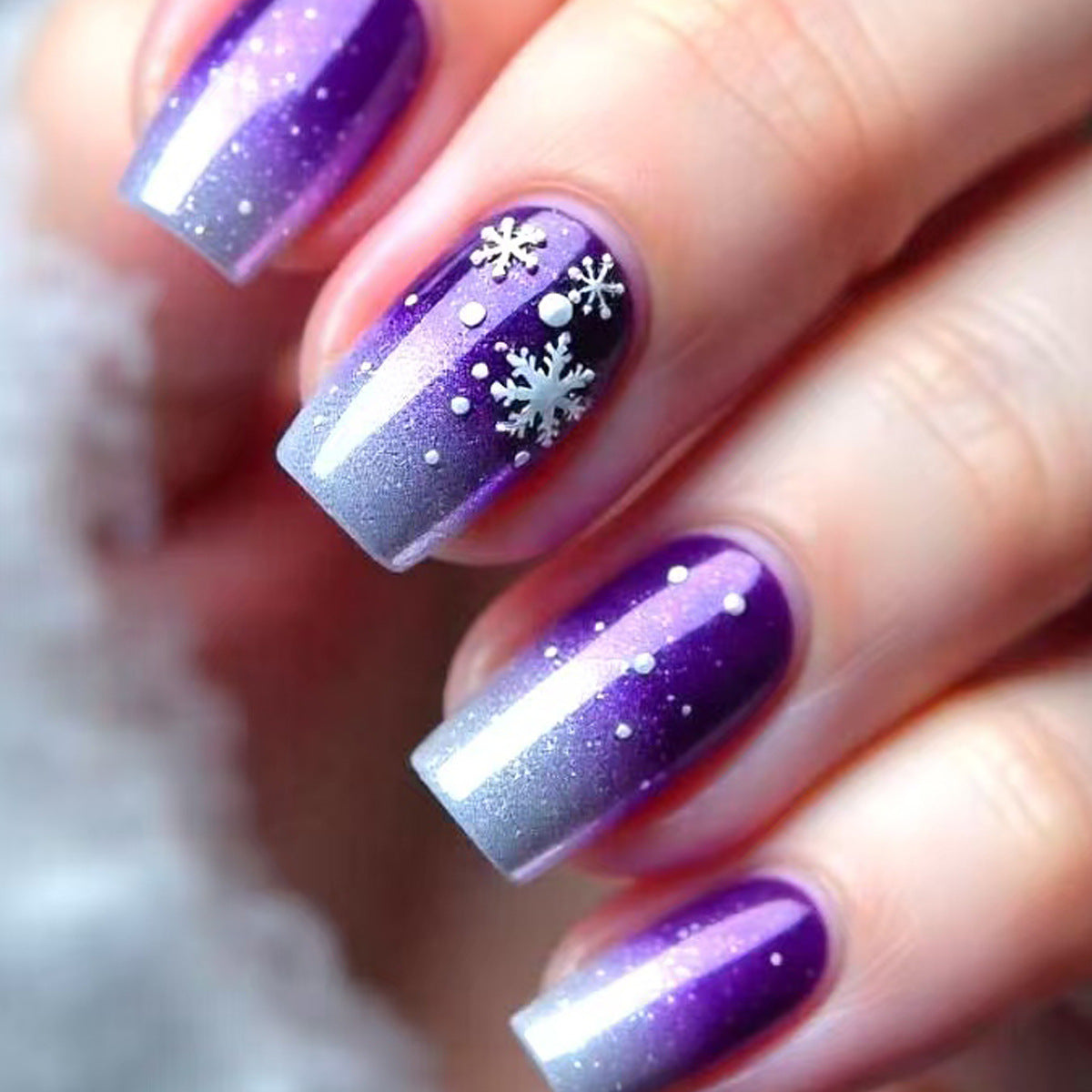 Sparkling Ombre Snowflake Nail Art Acalora