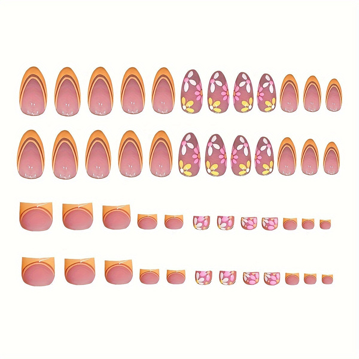 Decorative Floral Themed Press-On Nails Acalora
