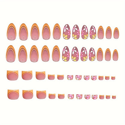 Decorative Floral Themed Press-On Nails Acalora