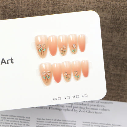 Artistic Floral Press-On Nails Set Acalora