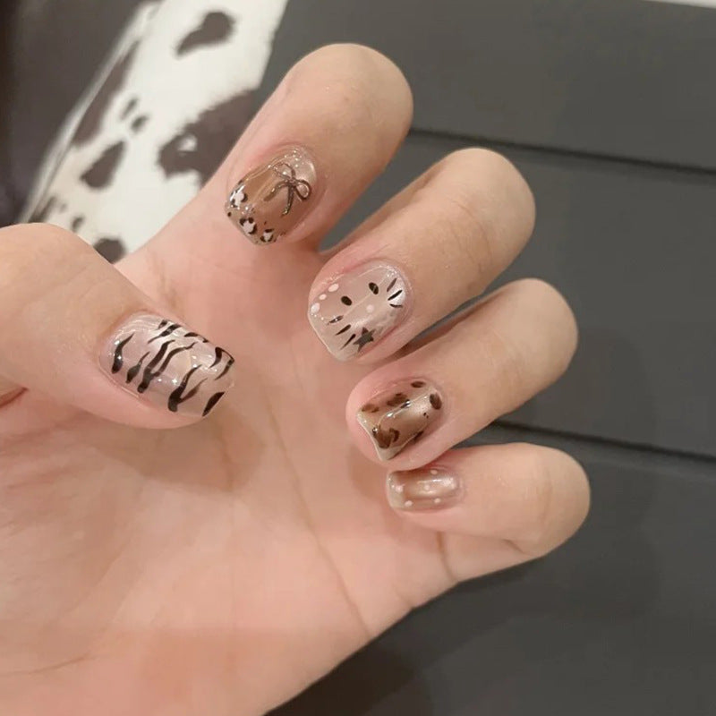 Playful Animal Print Press-On Nail Set Acalora