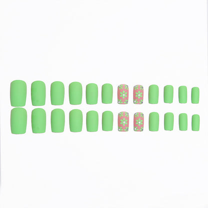 Artificial nail set with floral designs and matte finish Acalora